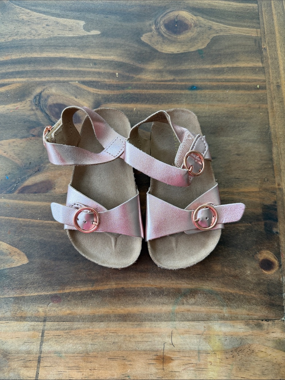 Old Navy Metallic Rose Gold Toddler Buckle Sandals